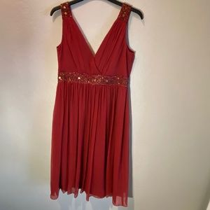 Red Maggy London chiffon Grecian style dress Size 8